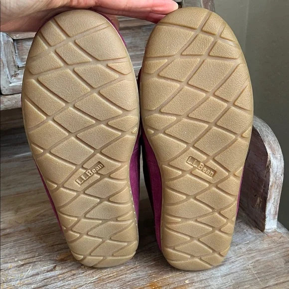 🤍 L.L. Bean Wicked Good Boot Moc Slippers Size 8 Bramble Berry Suede Shearling - Picture 11 of 11